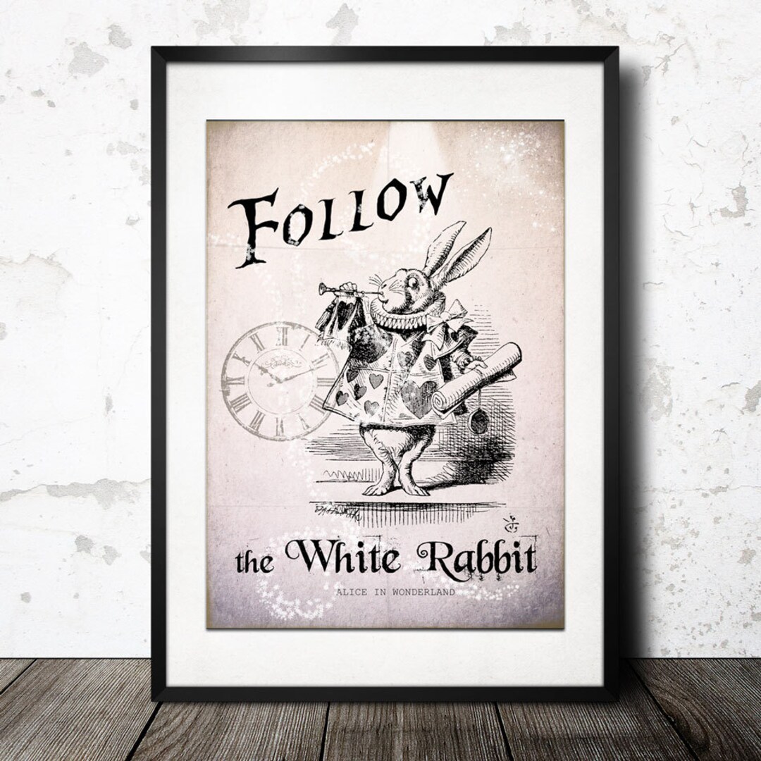 Alice in Wonderland Large Wall Art Follow the White Rabbit Etsy