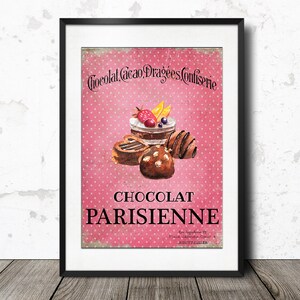 French Antique Ephemera: Chocolat Parisienne - Kitchen Art - Vintage Chocolate Label Graphics Printable Decor - Instant Digital Download