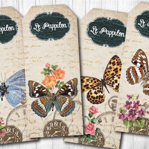 Vintage Butterfly Bookmarks - 2.5 X 6" - Digital Collage Sheet 4 Labels ...