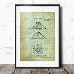 1910 Flying Machine Patent Art Print, Vintage Mechanical Art - A3 & A4 sizes - Engineering Invention Patent Poster, Instant Digital Download