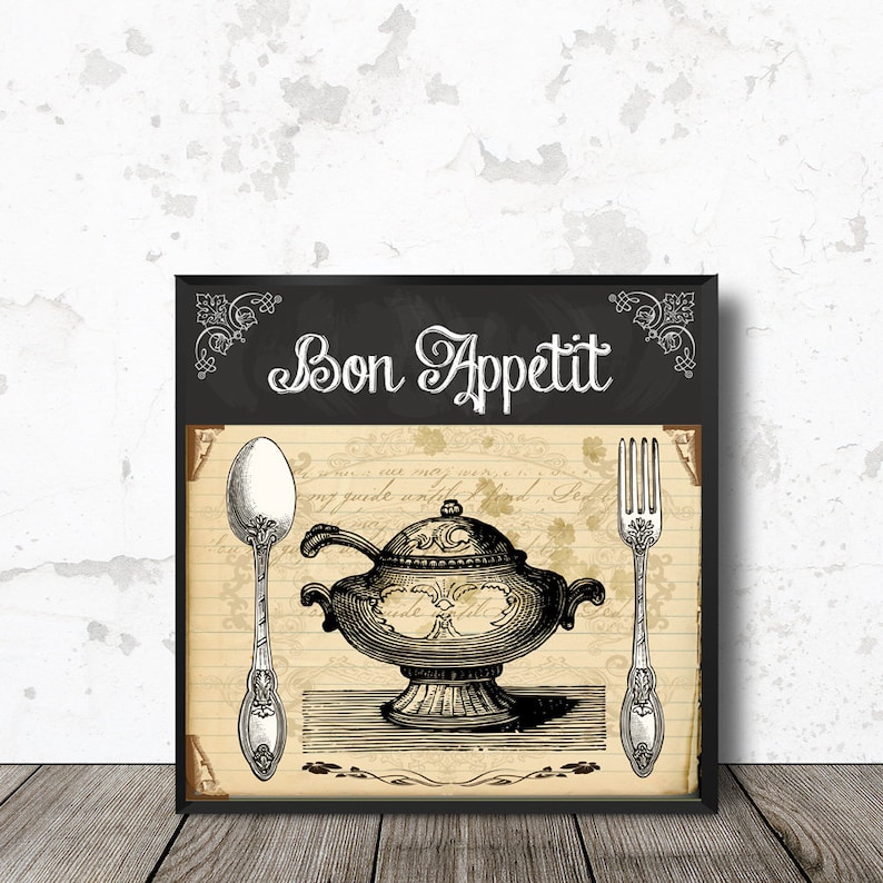 Kitchen Wall Art bon Appetit Vintage Cutlery and Tableware Fork and