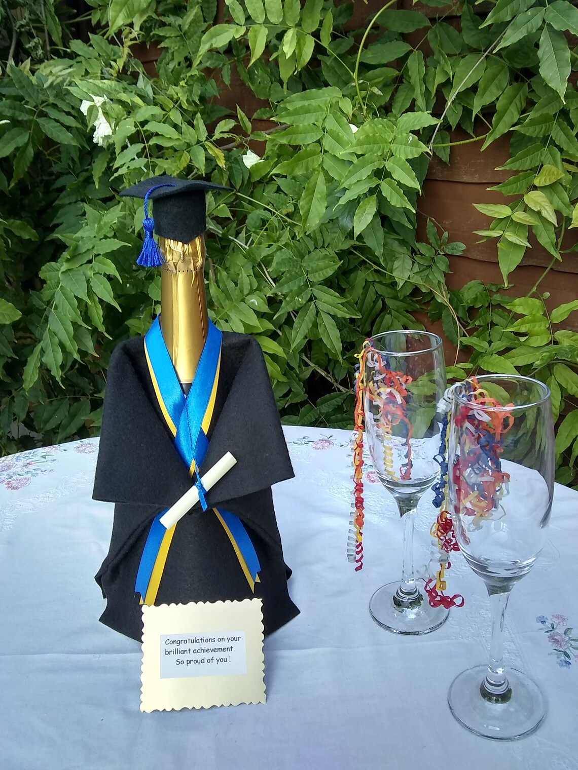 Graduation Cap & Gown Gift Champagne / Wine Bottle Cover w/ Etsy