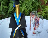 Graduation Bottle Cover Set. Grad Gift for him Grad Gift for her. Gown, Cap and Diploma. Set to fit wine champagne bottles