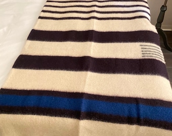 Manta de lana, manta de rayas gruesa y cálida, 100% lana orgánica, lana virgen XXL, natural, tejida a mano