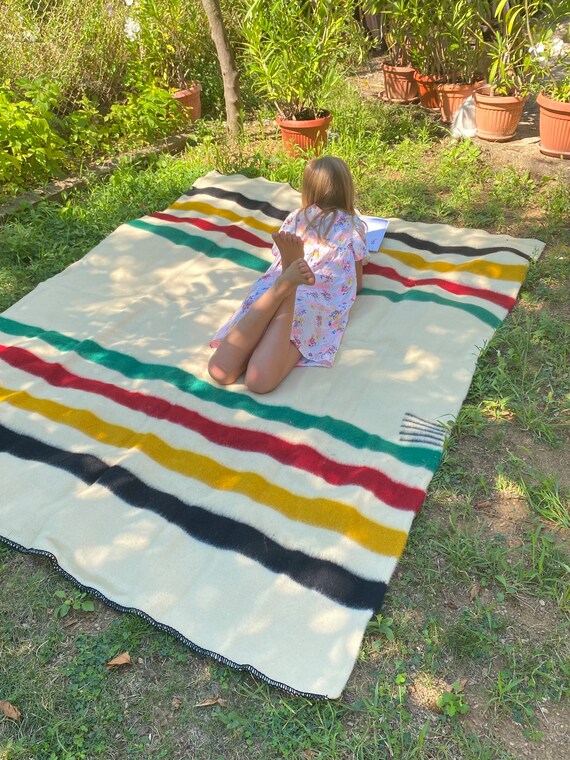 Hudson s Bay Style Wool Blanket Throw Bedspread Thick and Warm Stripe Blanket 100 Organic New Wool XXL Natural Handwoven Etsy Canada