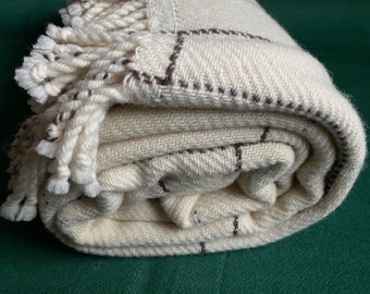 Manta de lana 100% lana Merino o lana virgen Manta de lana orgánica Cálida Tejida a mano Natural NUEVA 150X200