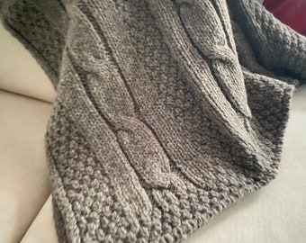 Soft wool blanket, bedspread, throw, bed runner, 100% organic new wool, knitted, NEW 80 x 180 cm