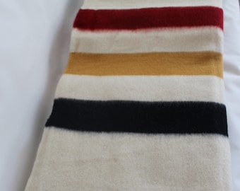 Hudson's Bay Style Wool Blanket Bedspread Thick and Warm Stripe Blanket 100% Organic Virgin Wool / Merino Wool Handwoven NEW