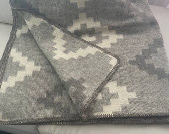 Manta gruesa y cálida de lana virgen 100 % orgánica, colcha, hilada a mano, tejida a mano, lana orgánica NUEVA natural