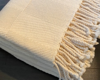 Manta de lana de lujo, colcha a cuadros, 100 % lana merino extrafina, manta natural tejida a mano, NUEVA, 150 x 200 cm