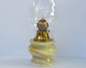 Vintage Italian Marble Oil Lamp - Kerosene Oil Burner - Marble Base - Made in Italy