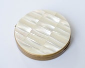 Vintage Mother of Pearl Makeup Compact with Mirror - Gold Plated Brass - Classic Hollywood Glam