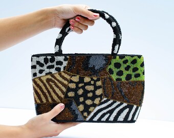 Sleek Black Purse Vintage Purse Vintage Fashion Funky Purse Vintage Black Purse Black Eclectic Clutch