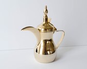 Vintage Middle Eastern Traditional Arabian Gold-Plated Brass Dallah Coffee Pot