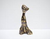 RARE Vintage Heavy Brass Elegant Cat Statue Figurine, Paperweight, Collectible
