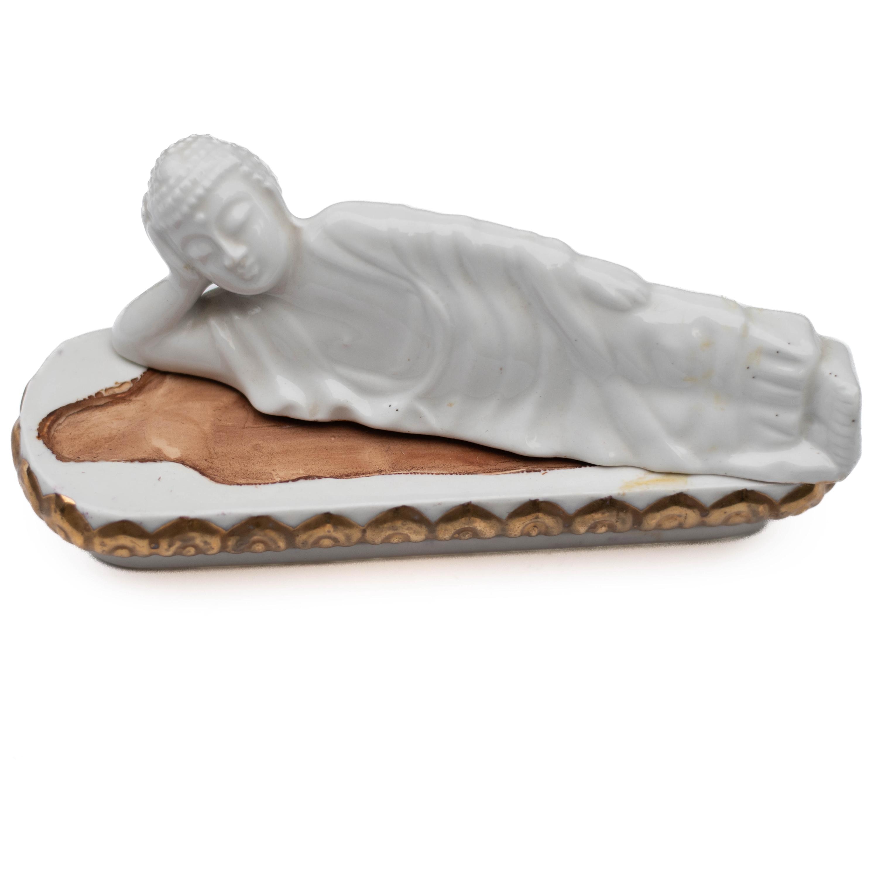 陶仏 ヴィンテージ 中国製 涅槃仏 陶器蓋皿 書道道具 アクセサリー