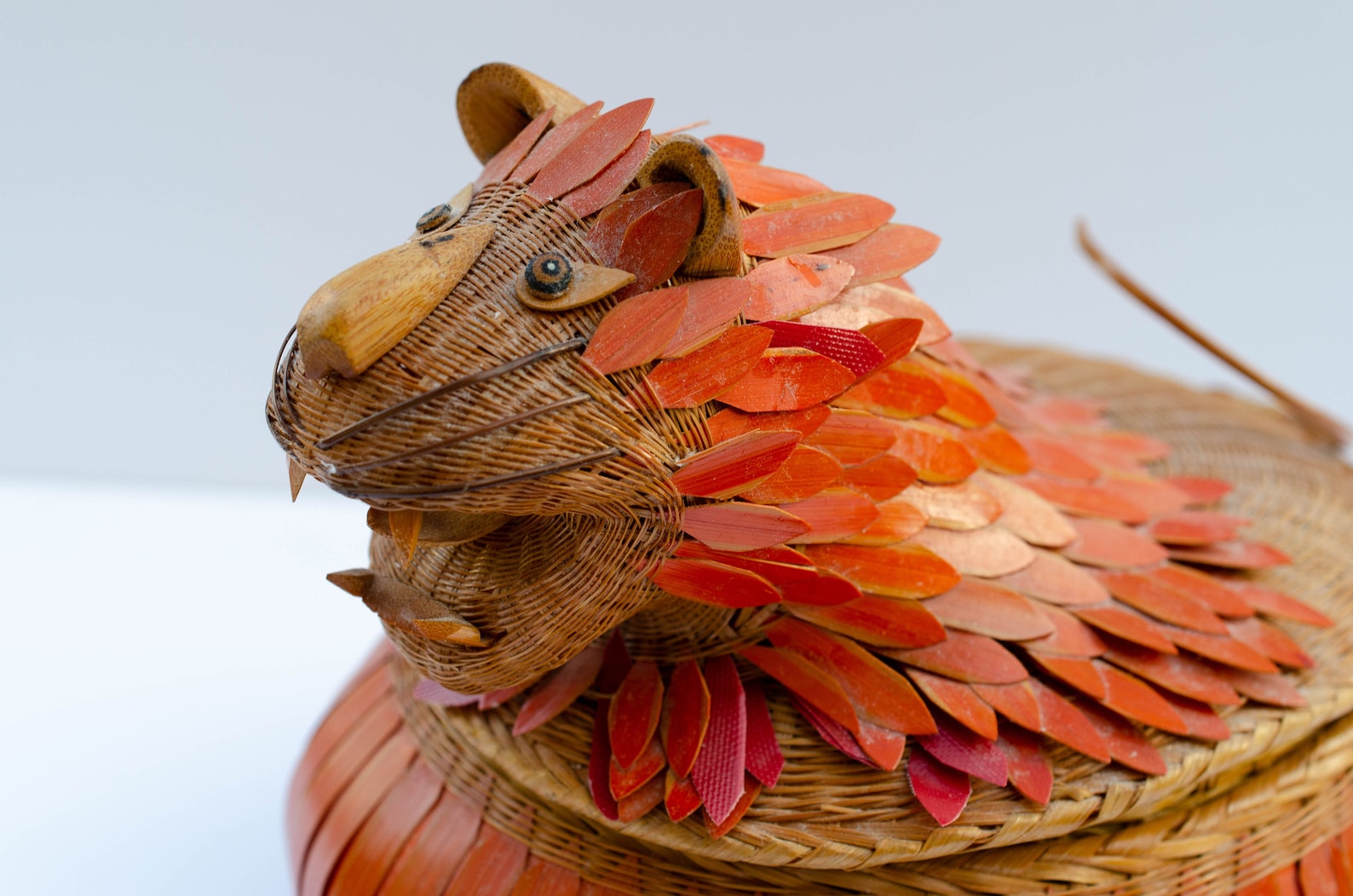 Vintage Dragon Wicker Basket Handwoven Storage Basket Etsy