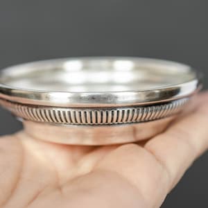 Vintage Michel Dartois Silver-Tone Metal Trinket Dish – Mid-Century Modern 3-Inch Decorative Bowl, France, Modele Depose Catchall