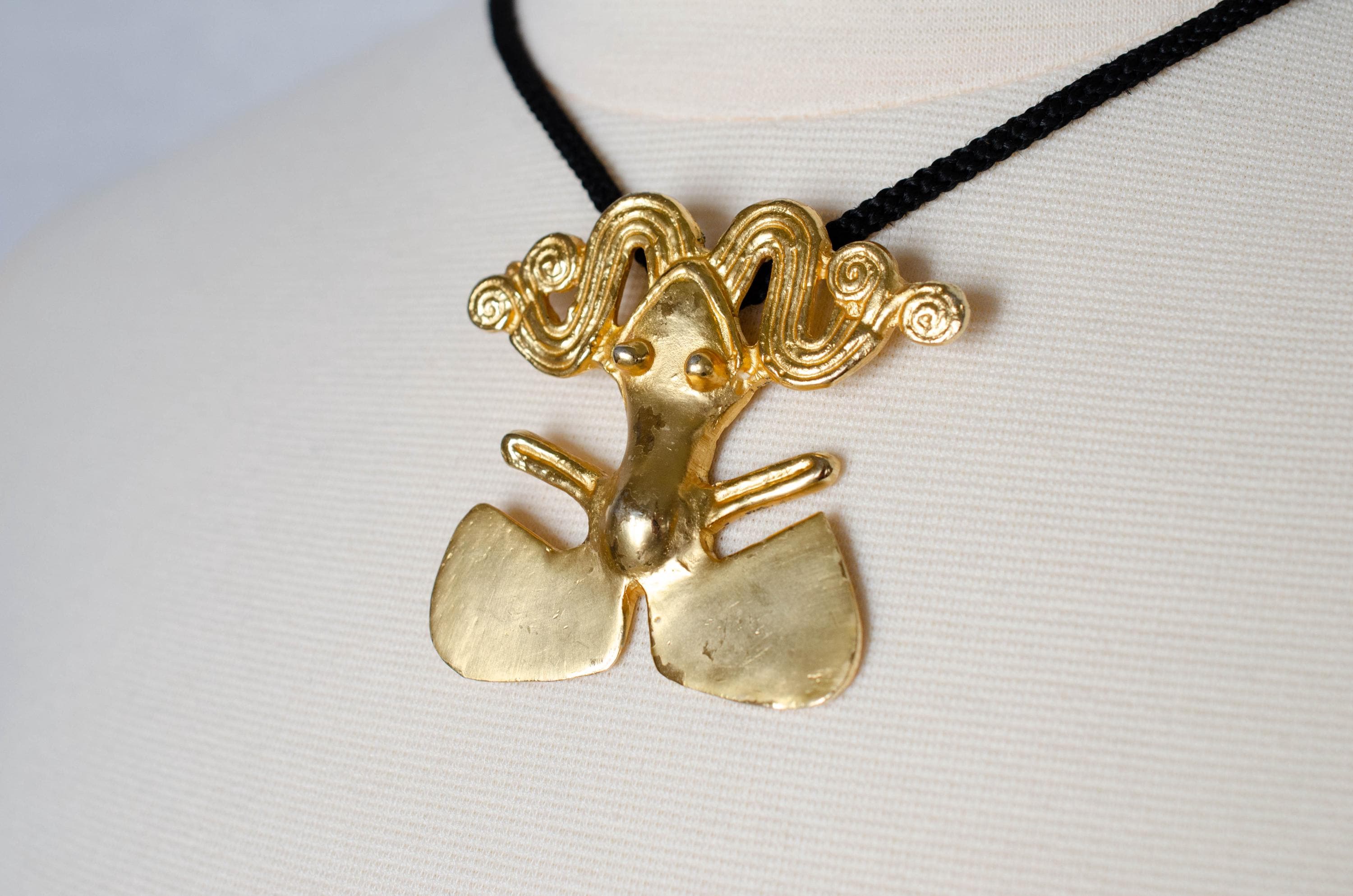 Vintage Alva Studios Chiriqui Frog Necklace, Museum Replica