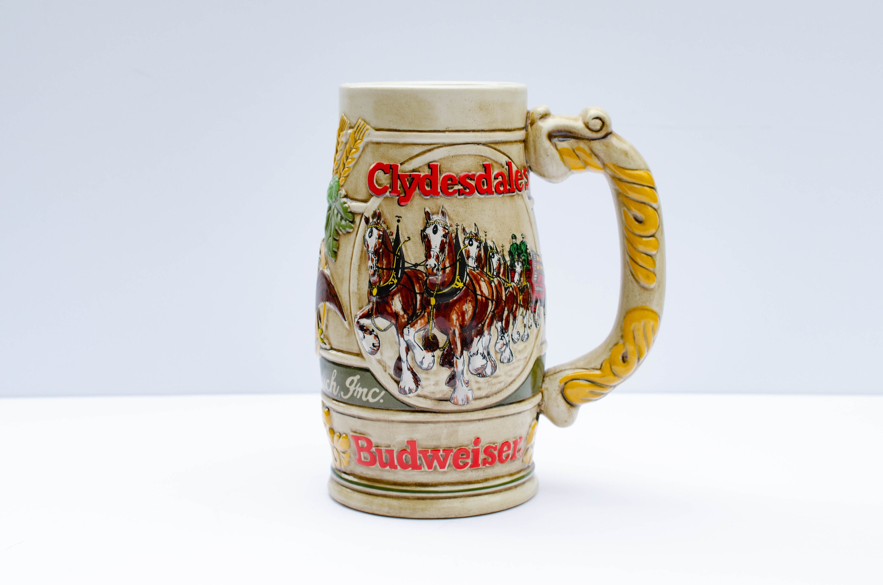 Vintage Budweiser Clydesdales Beer Stein Mug Tankard Anheuser-Busch Brewing Company