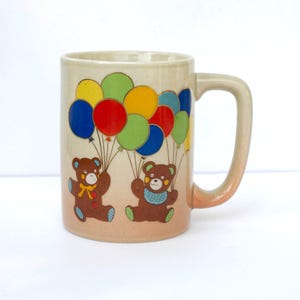 Vintage OTAGIRI Coffee Mug Cup - Baby Teddy Bears with Balloons - Teddy Bear Mug - Made in Japan