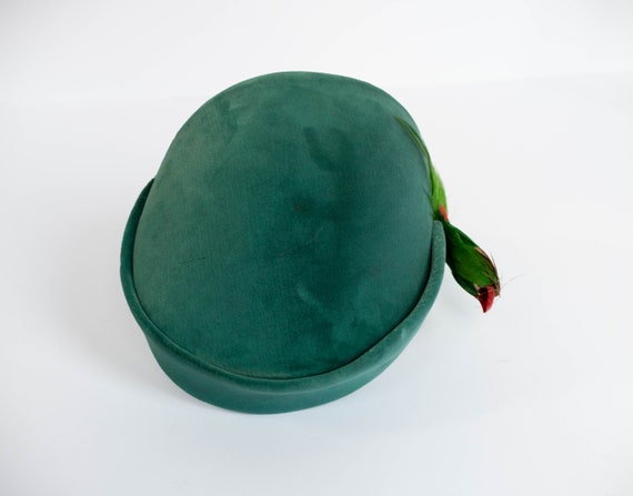 Antique Art Deco Flapper Emerald Green Velvet Hat… - image 9