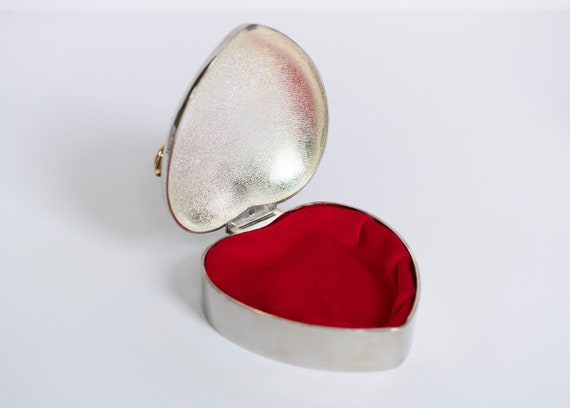 Vintage Silver Plated Heart Jewelry Box - Present… - image 3