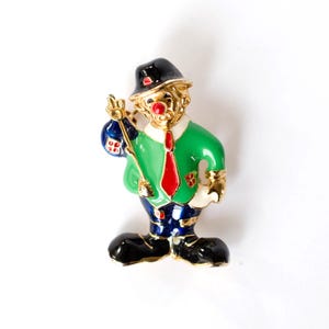 Broche de esmalte de payaso vintage, broche de payaso triste, vagabundo de circo, Joker