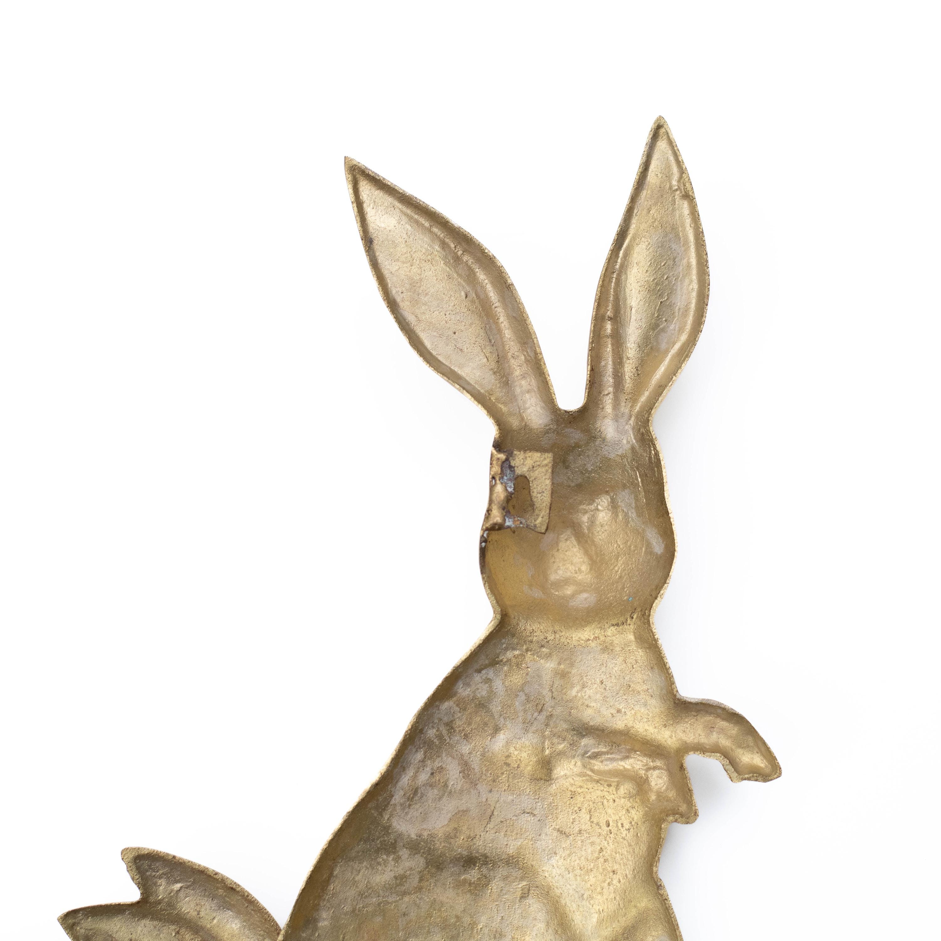 Vintage Brass Bunny Wall Decor Set 3 Large Rabbits Hollywood Regency ...