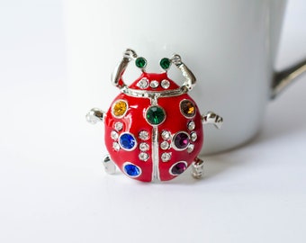 愛らしいヴィンテージスタイルの大きなてんとう虫のブローチ - Etsy 日本