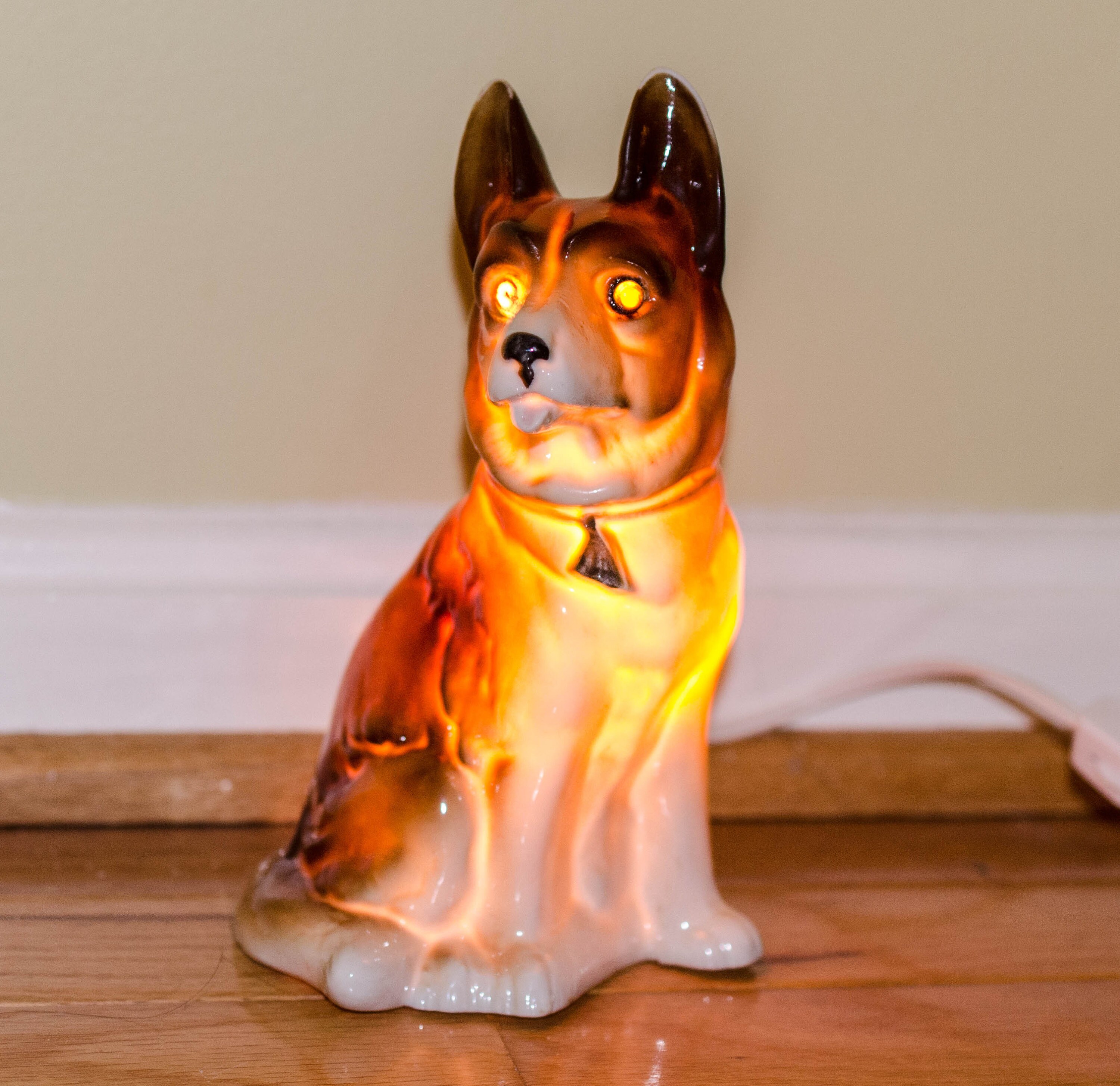 RARE Vintage Dog Perfume Lamp Night Light 1950s German Sheppard