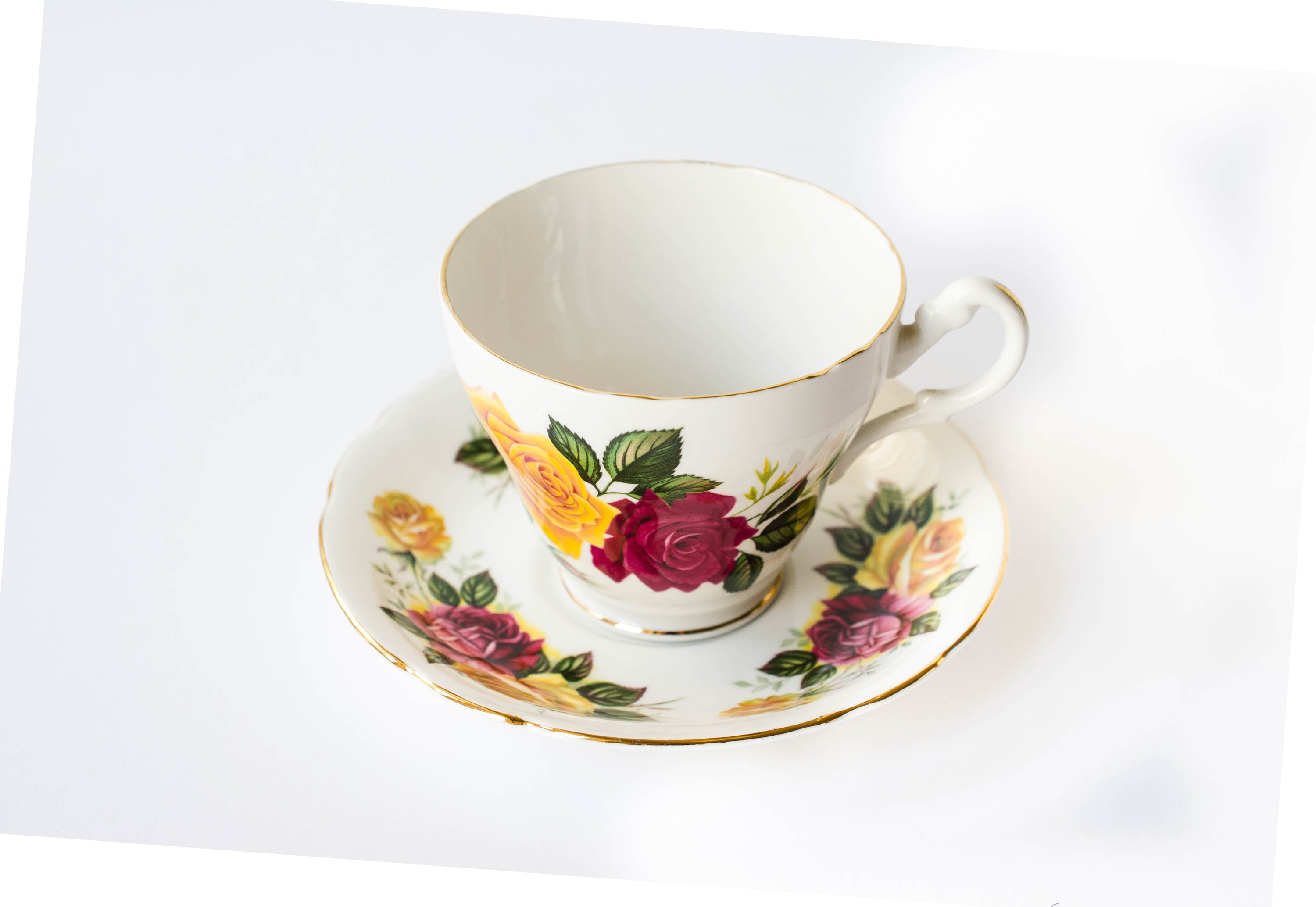 ROYAL ASCOT Tea Cup & PARAGON Saucer Yellow and Raspberry Etsy