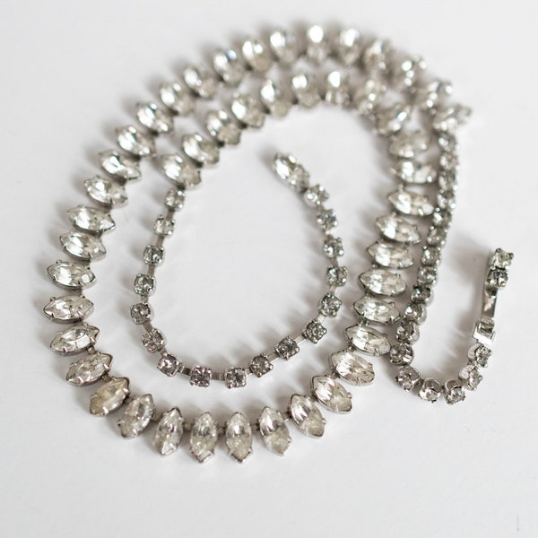 Vintage WEISS Rhinestone Necklace - Designer Clear Rhinestone Choker - Weiss Jewelry