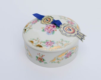 Limoges Box Decor a La Main Floral Pattern Trinket Box, Limoges Rose Trinket Box, France