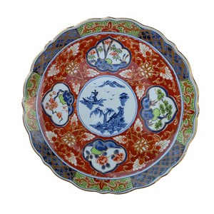 Plato japonés vintage de porcelana Takahashi, estilo Dai Ichi Toki Imari, años 70, Japón
