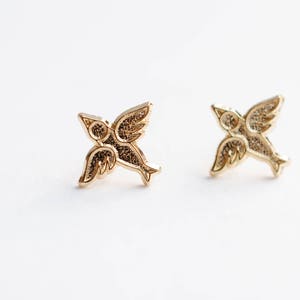 Golden Birds Post Earrings, Gift Idea for Her, Vintage Brass Earrings Studs, Party Favor, Bridesmaids Gift, Dainty Stud Earrings