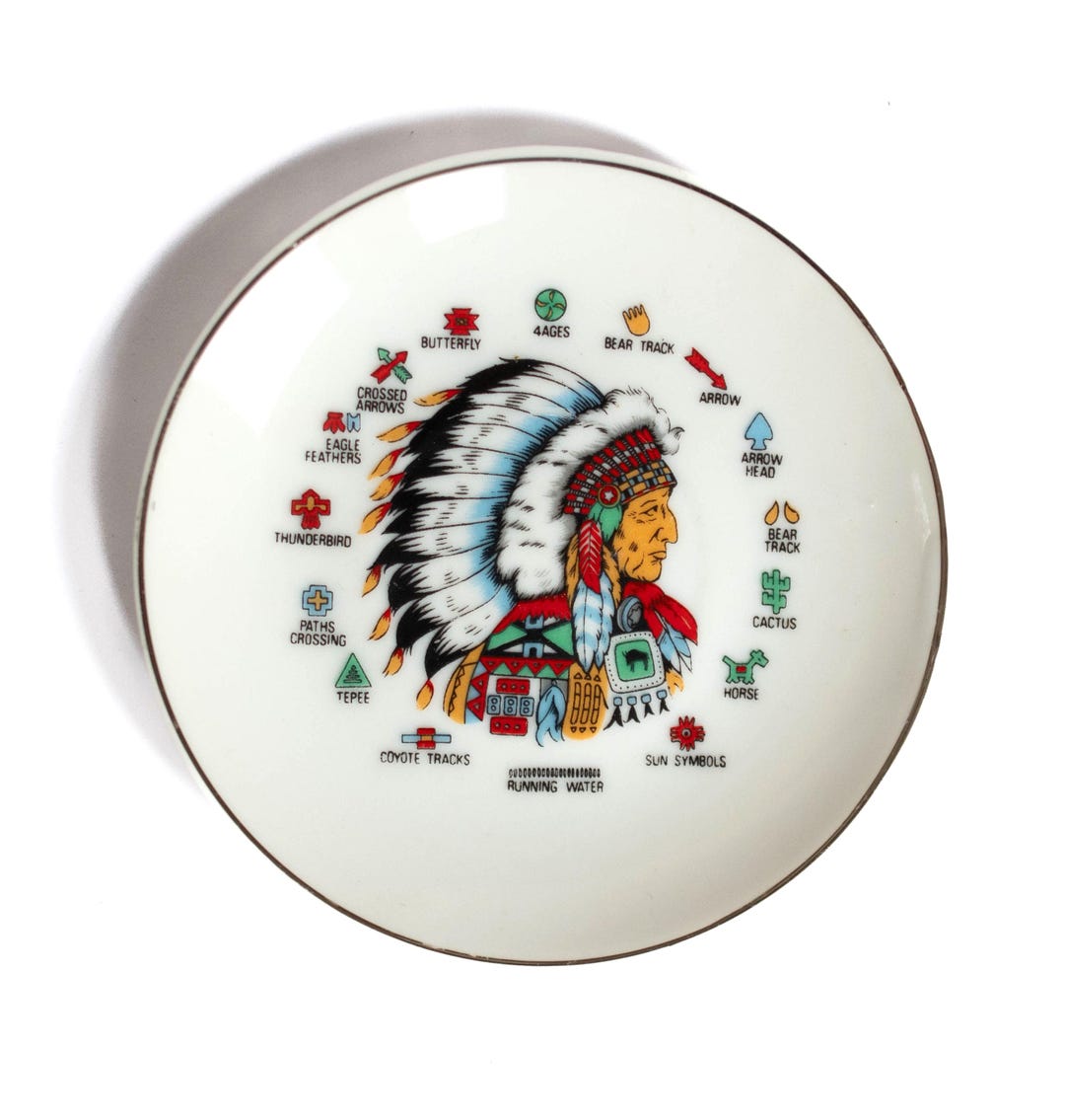 Small Porcelain Trinket Dish/decorative Plate With Native American ...
