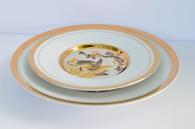 Set of 3 Art of Chokin 24 KT Gold Edge Collectible Plates Etsy