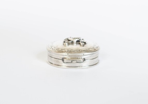 Tiny Sterling Silver Pill/Ring Box with Bird on t… - image 5