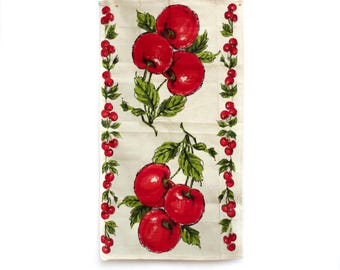 Colorful Cherry Kitchen Tea Towel Summer Linens Garden Tea Party Cherry Season Gift Idea Farmhouse Cottage Chic Decor