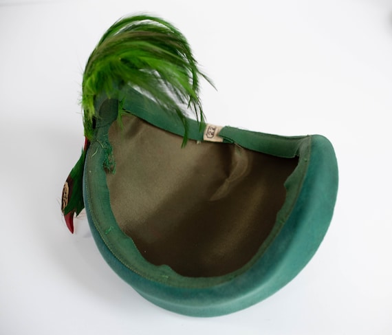 Antique Art Deco Flapper Emerald Green Velvet Hat… - image 7