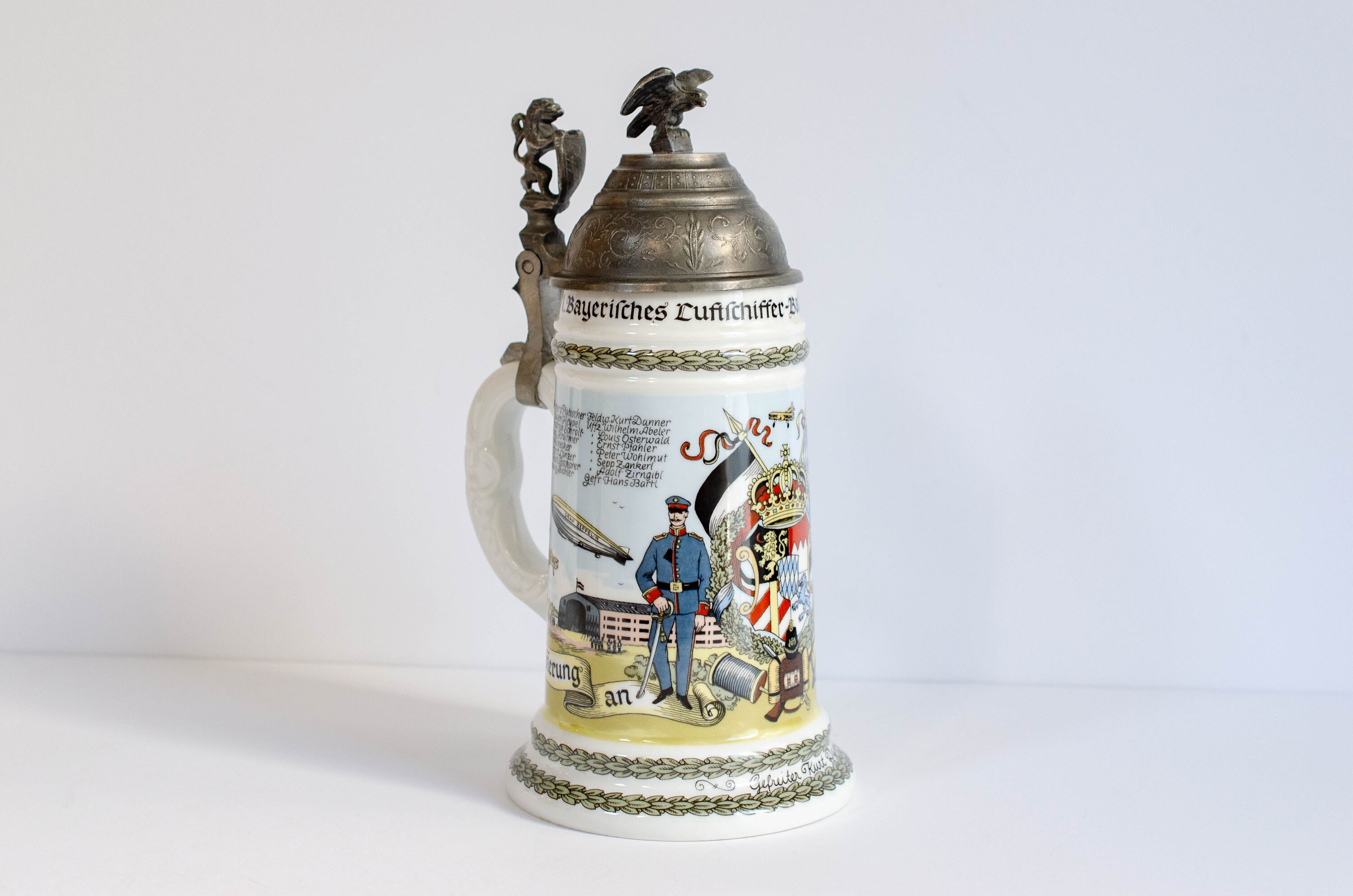 Vintage Porcelain German Regimental Beer Stein With Lithophane Etsy