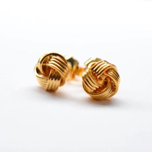 Vintage Gold Knot Post Earrings, Fashion Jewelry, Love Knot Studs, Celtic Knot
