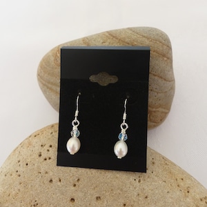 Classic Freshwater Pearl Drop Earrings 8mm Ivory White Sterling Silver Scottish