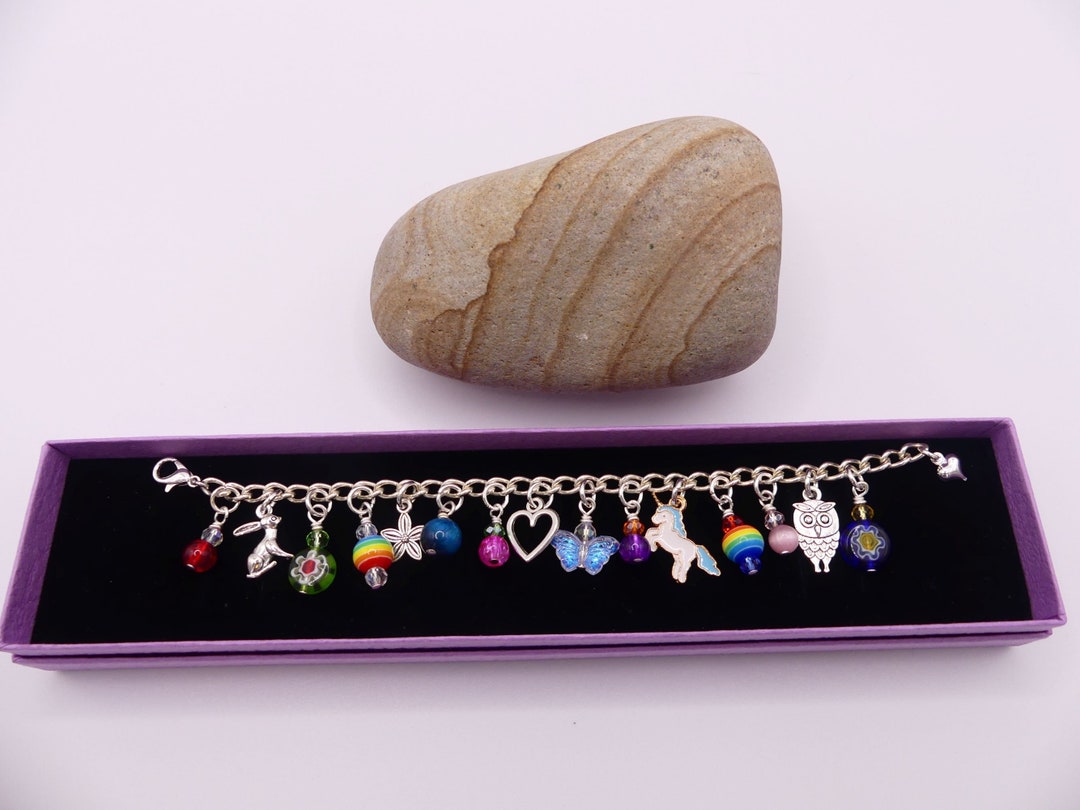 Personalised Children's Charm Bracelet Adjustable Length Colour Choice ...
