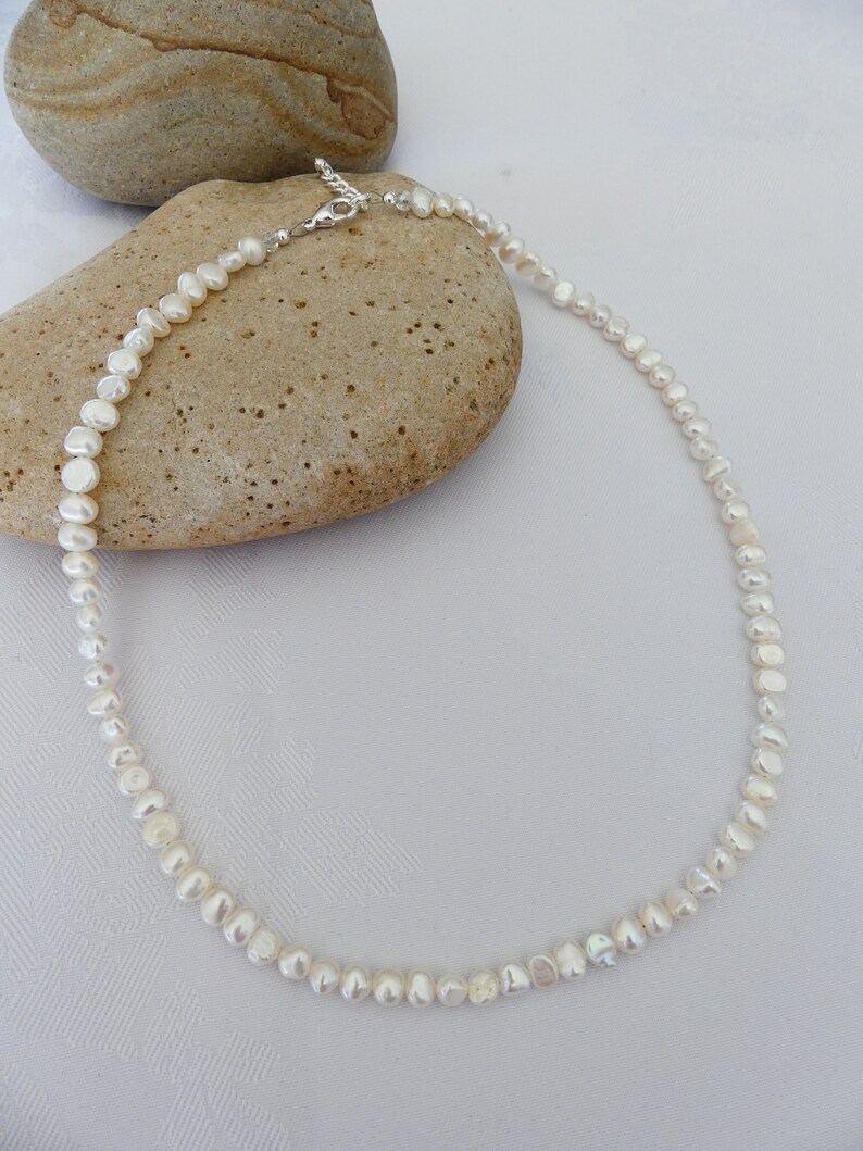 9mm White Sunflower Seed Baroque Pearl Necklace - Inspiring Pearls