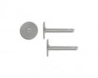 10-pcs--Earring Posts, Stainless Stell, 6mm (B49-2)