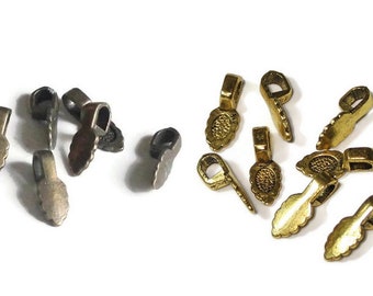 10pcs--Glue-on Flat Pad Pendant Bails, Antique Colors, 6x16mm,  (B32-19)