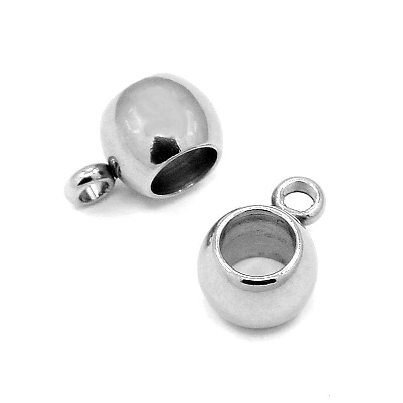100pcs 304 Stainless Steel Hanger Rondelle Links Metal Smooth Bail Beads 9x6mm 100pcs 304 Stainless Steel Hanger Rondelle Links Metal Smooth Bail Beads 9x6mm