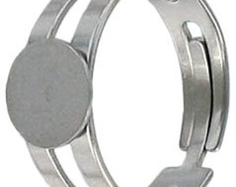 3-12pcs--Finger ring expandable, with pad 9mm, size 8 and up, stainless steel (B6-4)